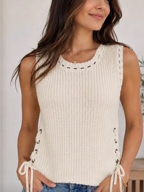 Sleeveless Knit Top - Cream